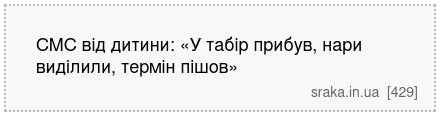 СМС від дитини: «У табір прибув, нари виділили, термін пішов» | Анекдоти українською | Срака